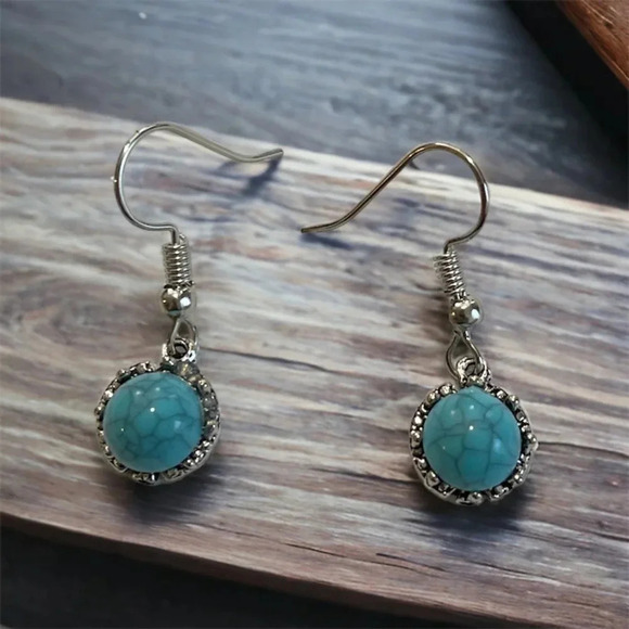 Turquoise Stone Boho Earrings - Picture 1 of 6